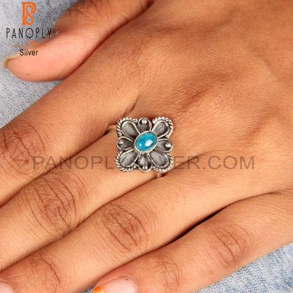 Neon Apatite Oval Shape 925 Sterling Silver Floral Ring