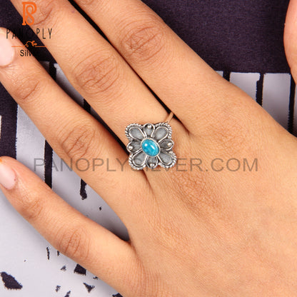 Neon Apatite Oval Shape 925 Sterling Silver Floral Ring