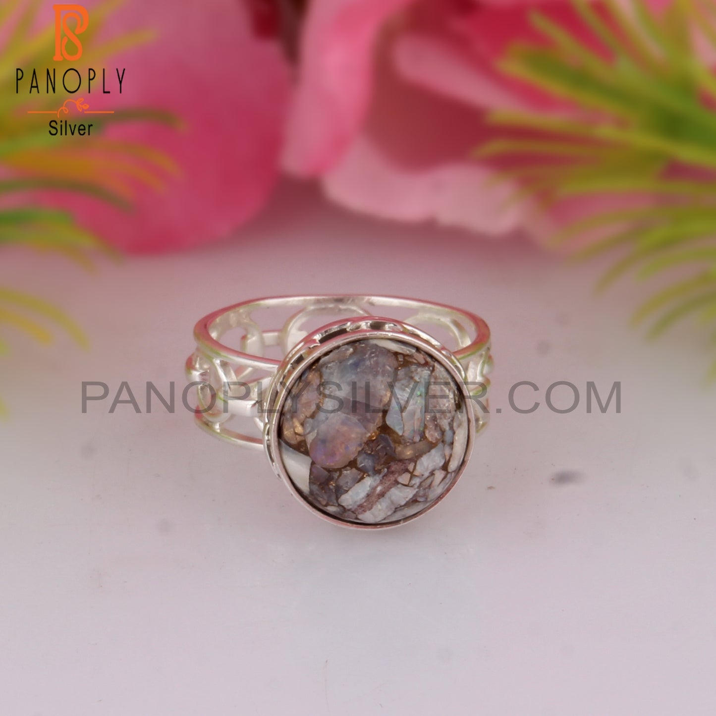 Mojave Ethiopian Opal 925 Silver Wedding Anniversary Ring