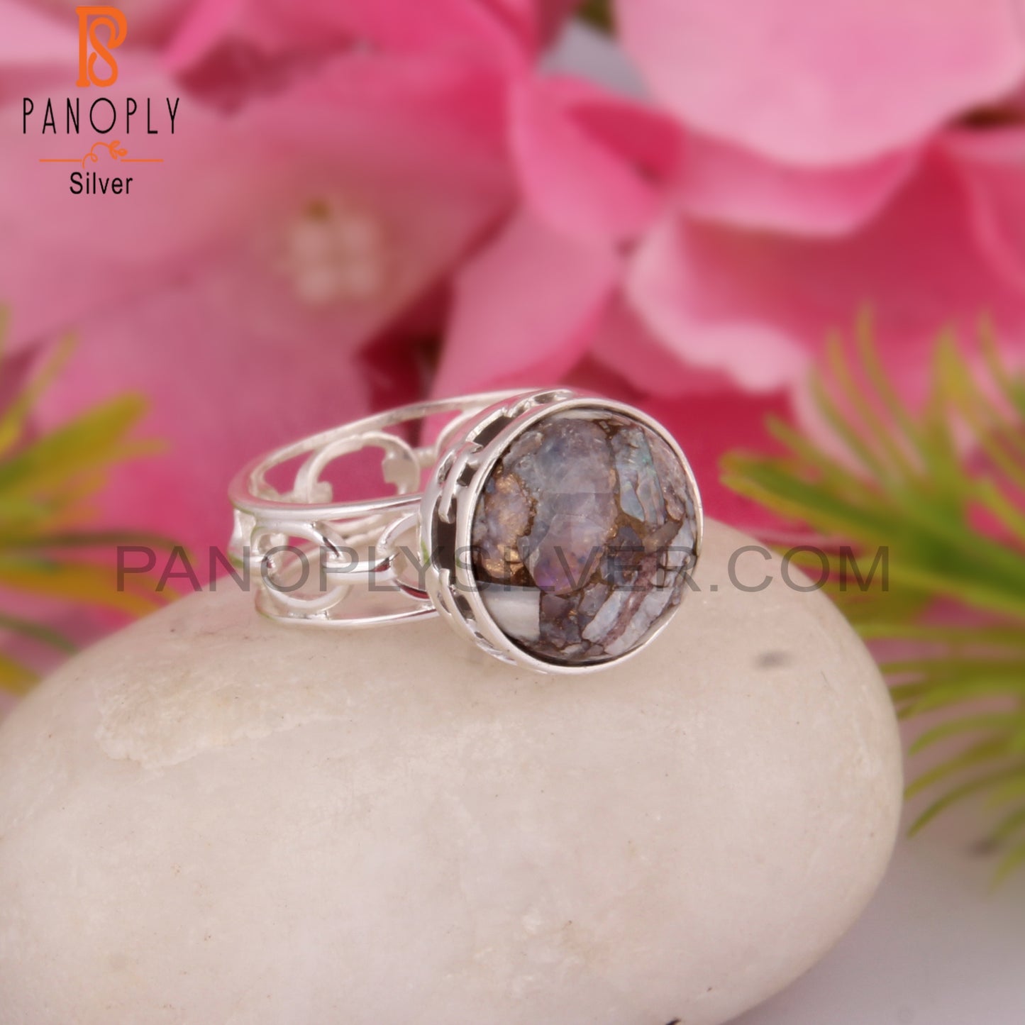 Mojave Ethiopian Opal 925 Silver Wedding Anniversary Ring