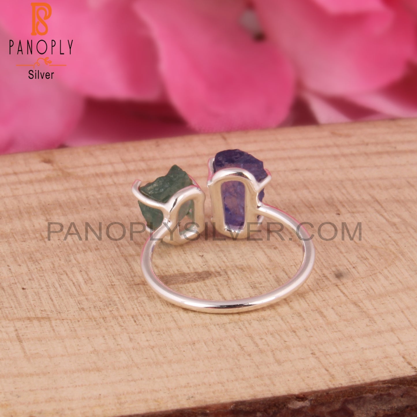 Handmade Emerald & Tanzanite Sterling Silver Ring Jewelry