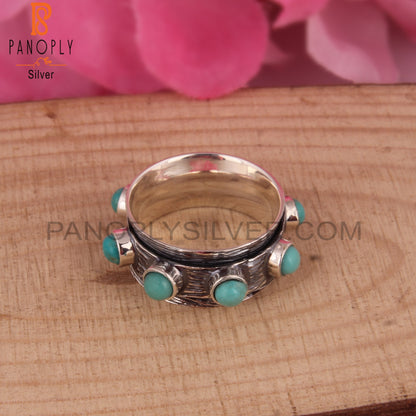 Arizona Turquoise Round 925 Sterling Silver Natural Ring