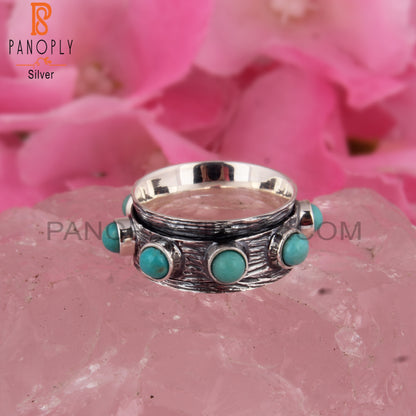 Arizona Turquoise Round 925 Sterling Silver Natural Ring
