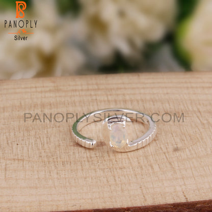 Ethiopian Opal Oval 925 Stamp Sterling Silver Casual Ring