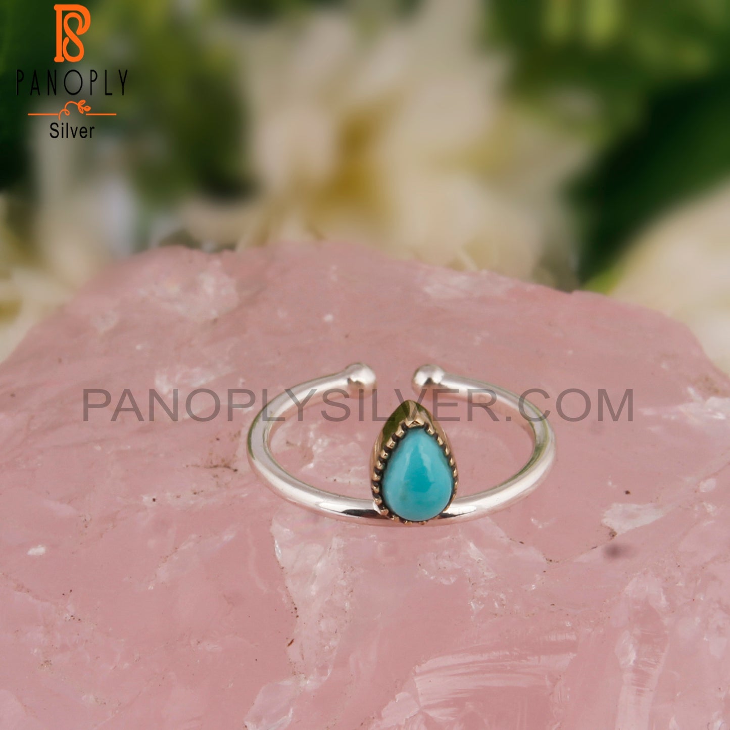 Arizona Turquoise Pear Shape Casual 925 Sterling Silver Ring