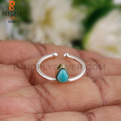 Arizona Turquoise Pear Shape Casual 925 Sterling Silver Ring