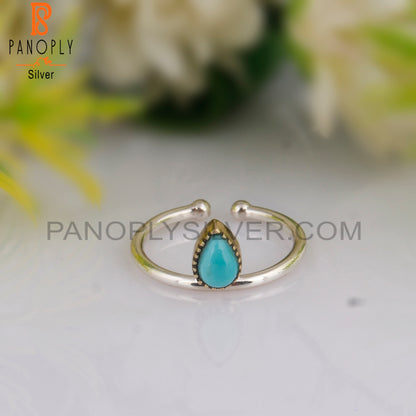 Arizona Turquoise Pear Shape Casual 925 Sterling Silver Ring