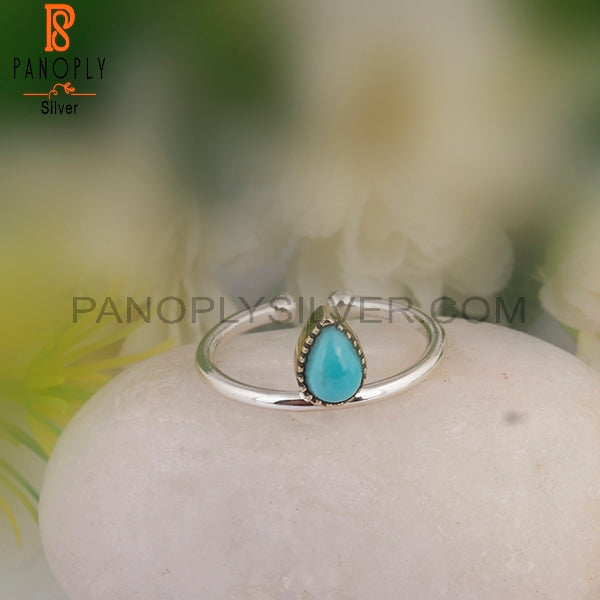 Arizona Turquoise Pear Shape Casual 925 Sterling Silver Ring
