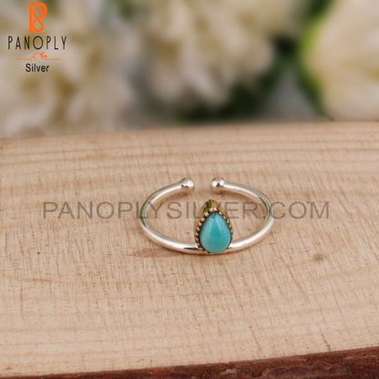 Arizona Turquoise Pear Shape Casual 925 Sterling Silver Ring