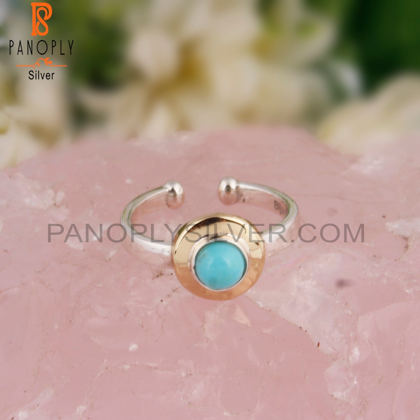 Round Arizona Turquoise 925 Sterling Silver Daily Wear Ring