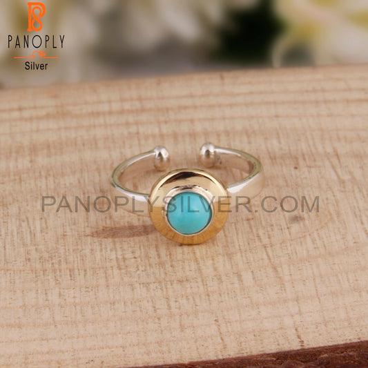 Round Arizona Turquoise 925 Sterling Silver Daily Wear Ring