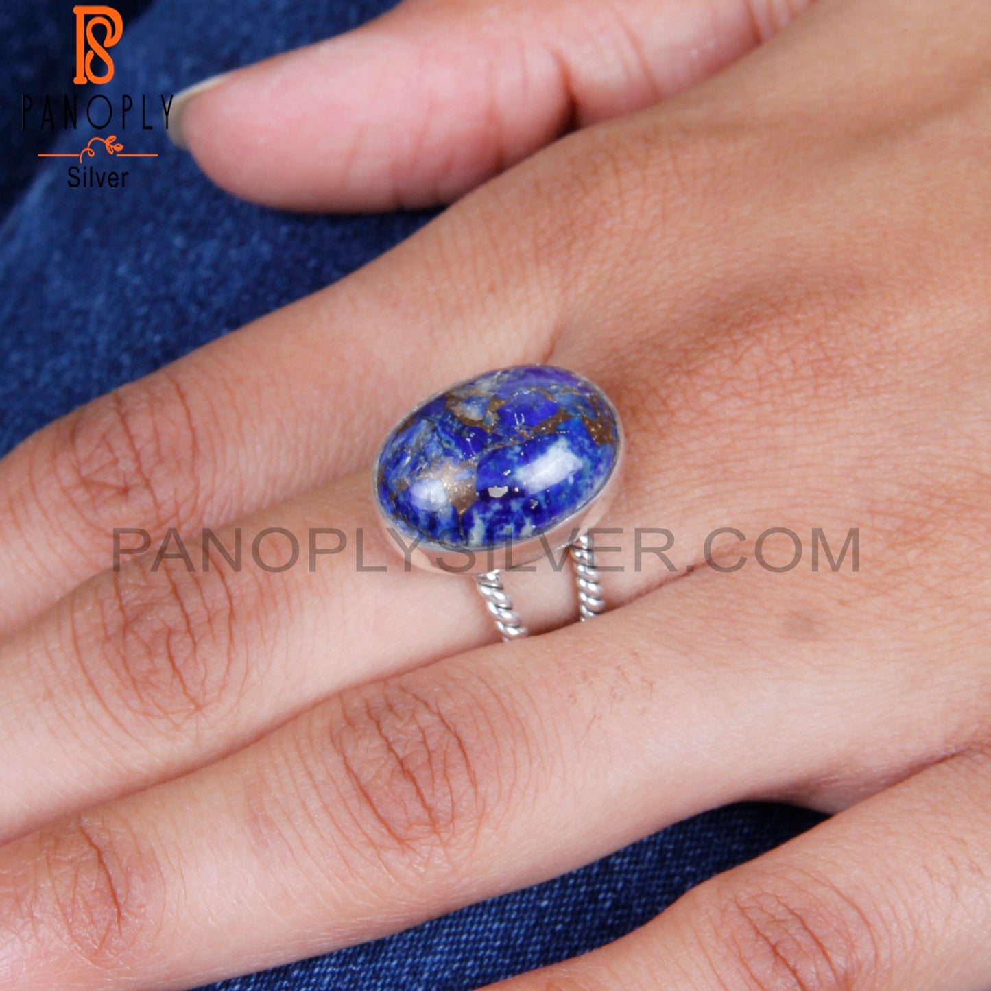 Mojave Copper Lapis 925 Sterling Silver Elegant Ring