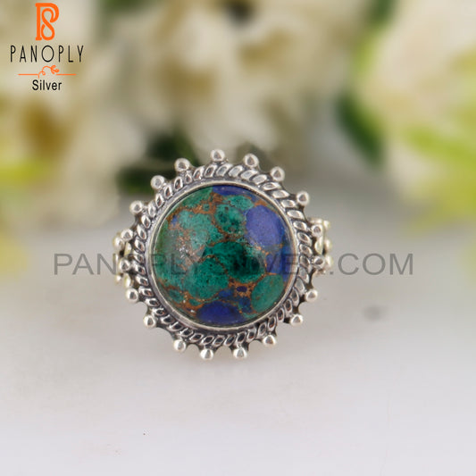 Malachite Mojave Copper Azurite 925 Silver Stackable Ring