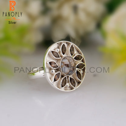Smoky & Mojave Copper Ethiopian Opal 925 Sterling Silver Ring