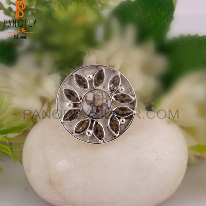 Smoky & Mojave Copper Ethiopian Opal 925 Sterling Silver Ring