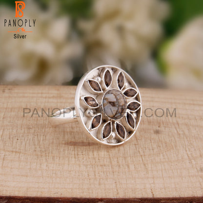 Smoky & Mojave Copper Ethiopian Opal 925 Sterling Silver Ring