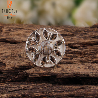 Smoky & Mojave Copper Ethiopian Opal 925 Sterling Silver Ring