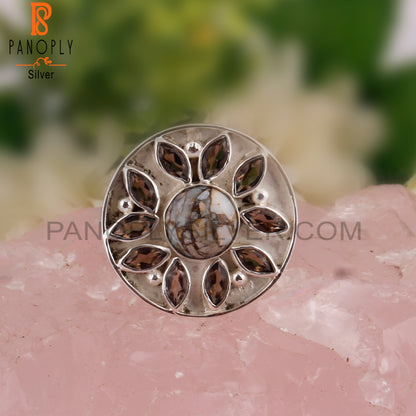 Smoky & Mojave Copper Ethiopian Opal 925 Sterling Silver Ring