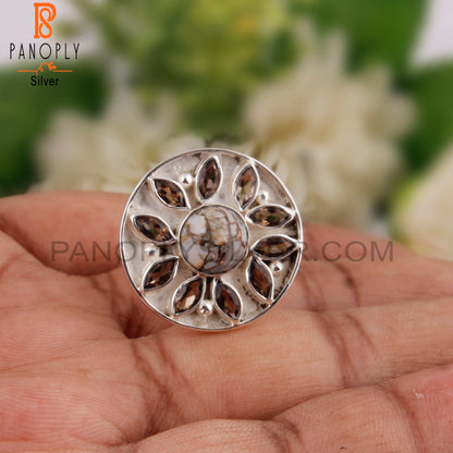 Smoky & Mojave Copper Ethiopian Opal 925 Sterling Silver Ring