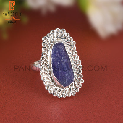 Rough Tanzanite 925 Sterling Silver Ring
