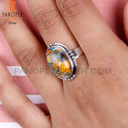 Mojave Bumblebee Turquoise 925 Silver Ring For Anniversary