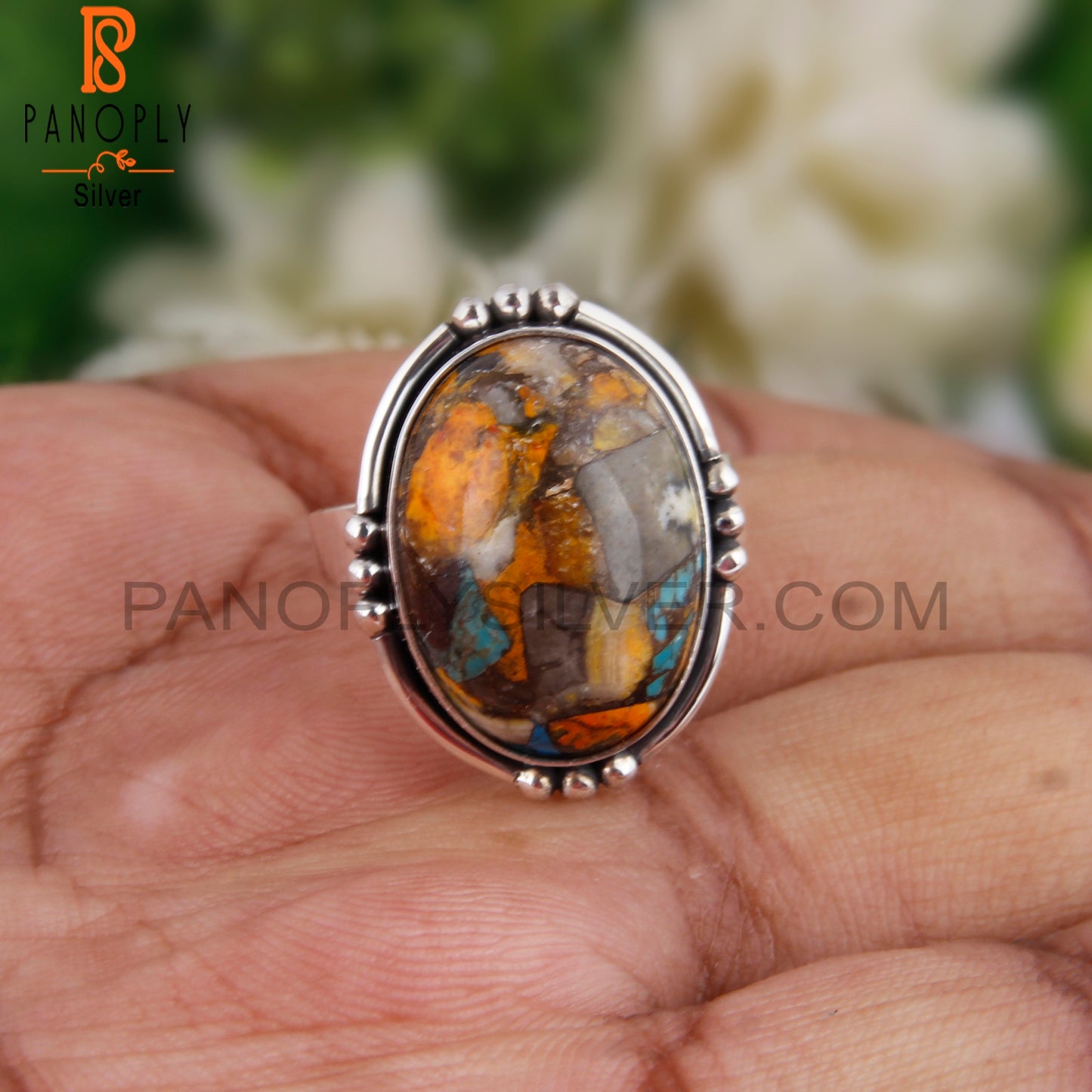 Mojave Bumblebee Turquoise 925 Silver Ring For Anniversary