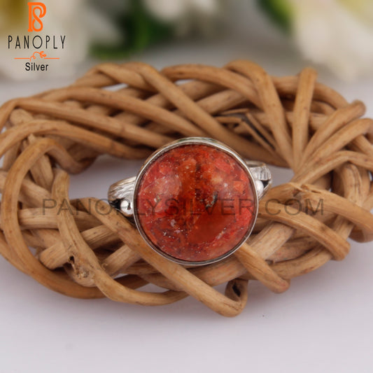 Sponge Coral Round 925 Sterling Ring