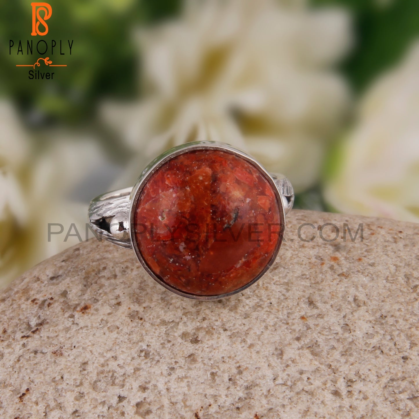 Sponge Coral Round 925 Sterling Ring