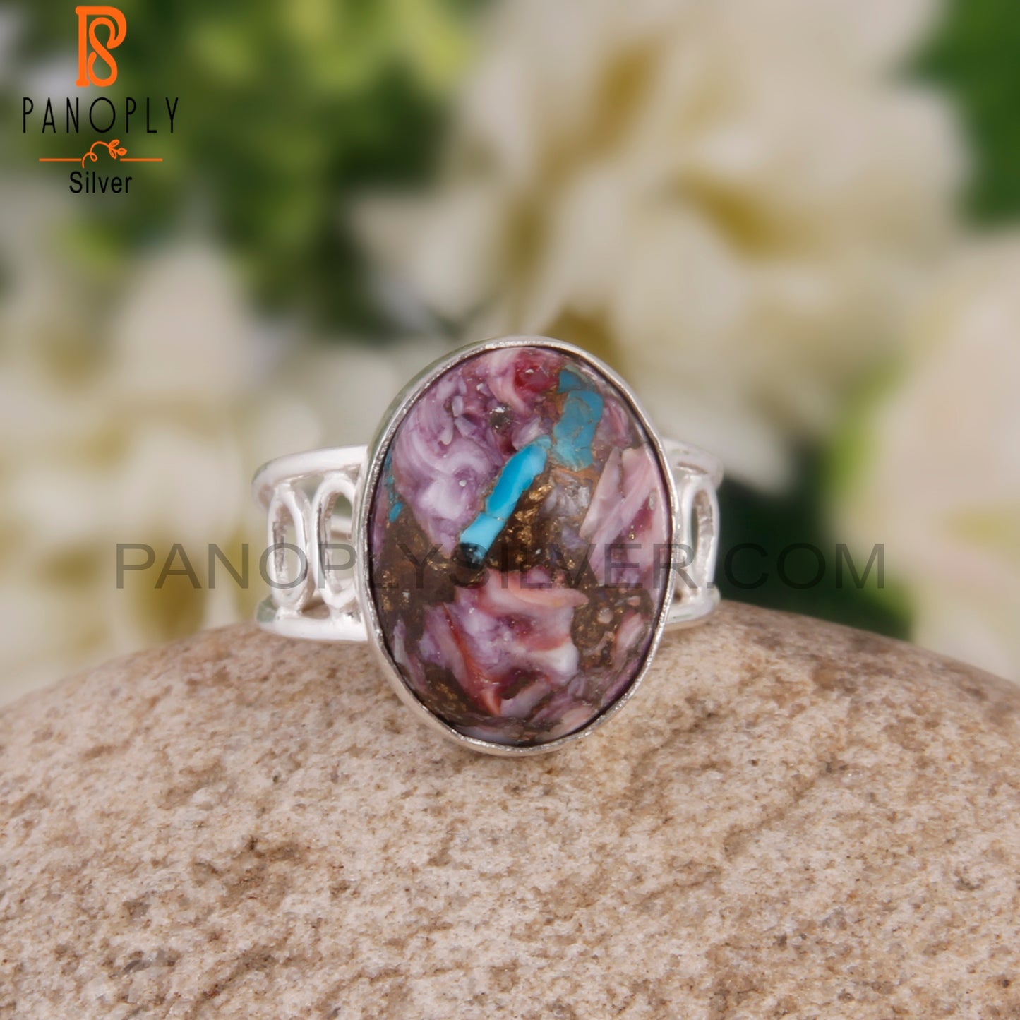 Mojave Purple Oyster Turquoise 925 Silver Daily Wear Ring