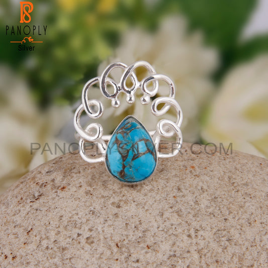 Mojave Turquoise Pear 925 Sterling Silver Ring Gift