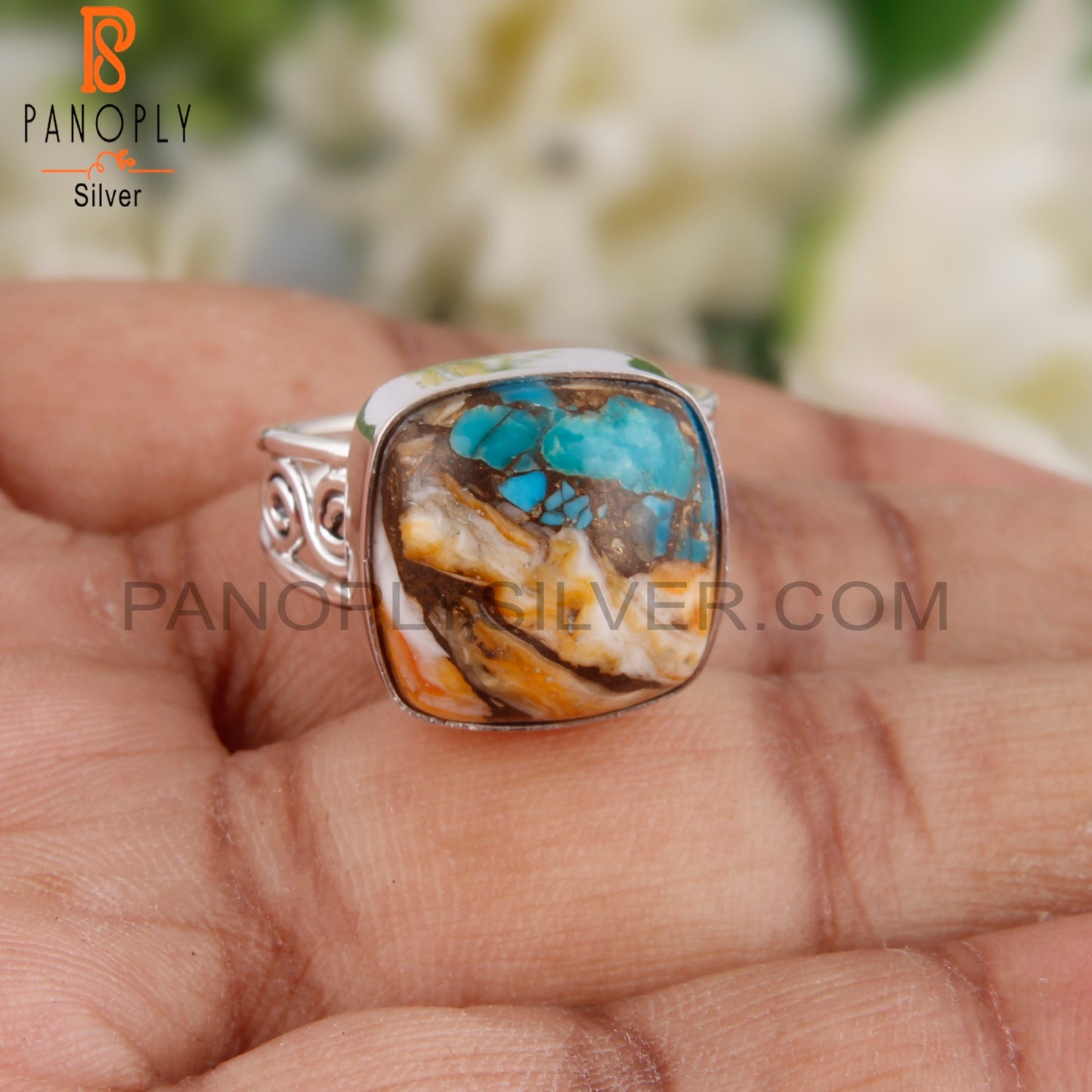 Mojave Oyster Turquoise 925 Silver Engagement Gift Ring