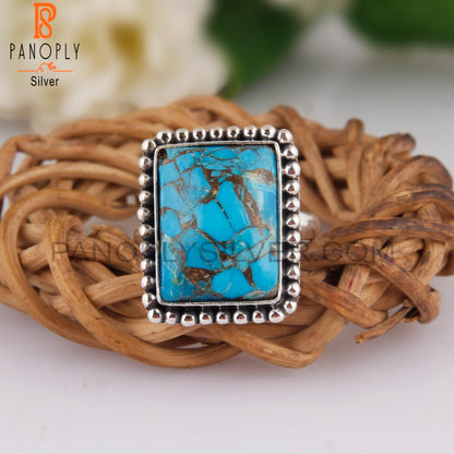 Mojave Copper Turquoise Beguette 925 Silver Beautiful Ring
