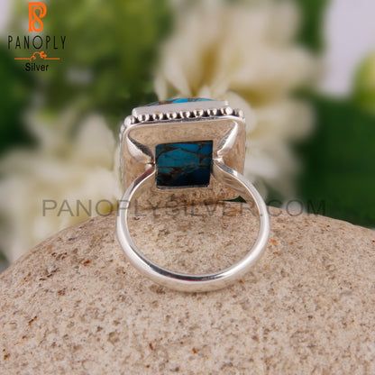Mojave Copper Turquoise Beguette 925 Silver Beautiful Ring