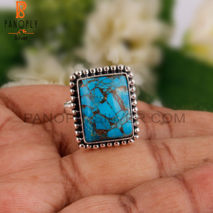 Mojave Copper Turquoise Beguette 925 Silver Beautiful Ring