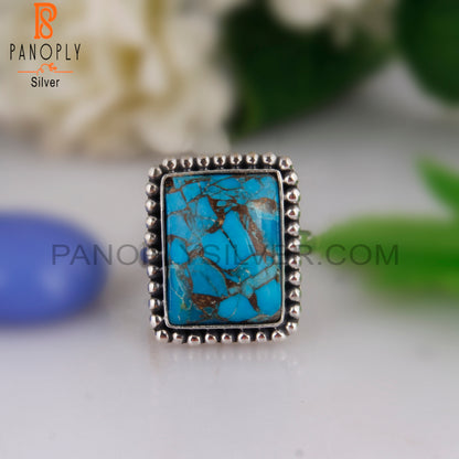 Mojave Copper Turquoise Beguette 925 Silver Beautiful Ring