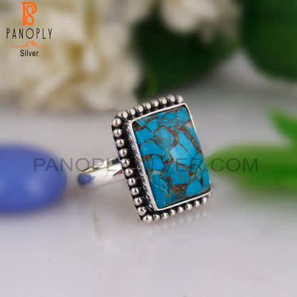 Mojave Copper Turquoise Beguette 925 Silver Beautiful Ring