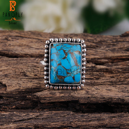 Mojave Copper Turquoise Beguette 925 Silver Beautiful Ring