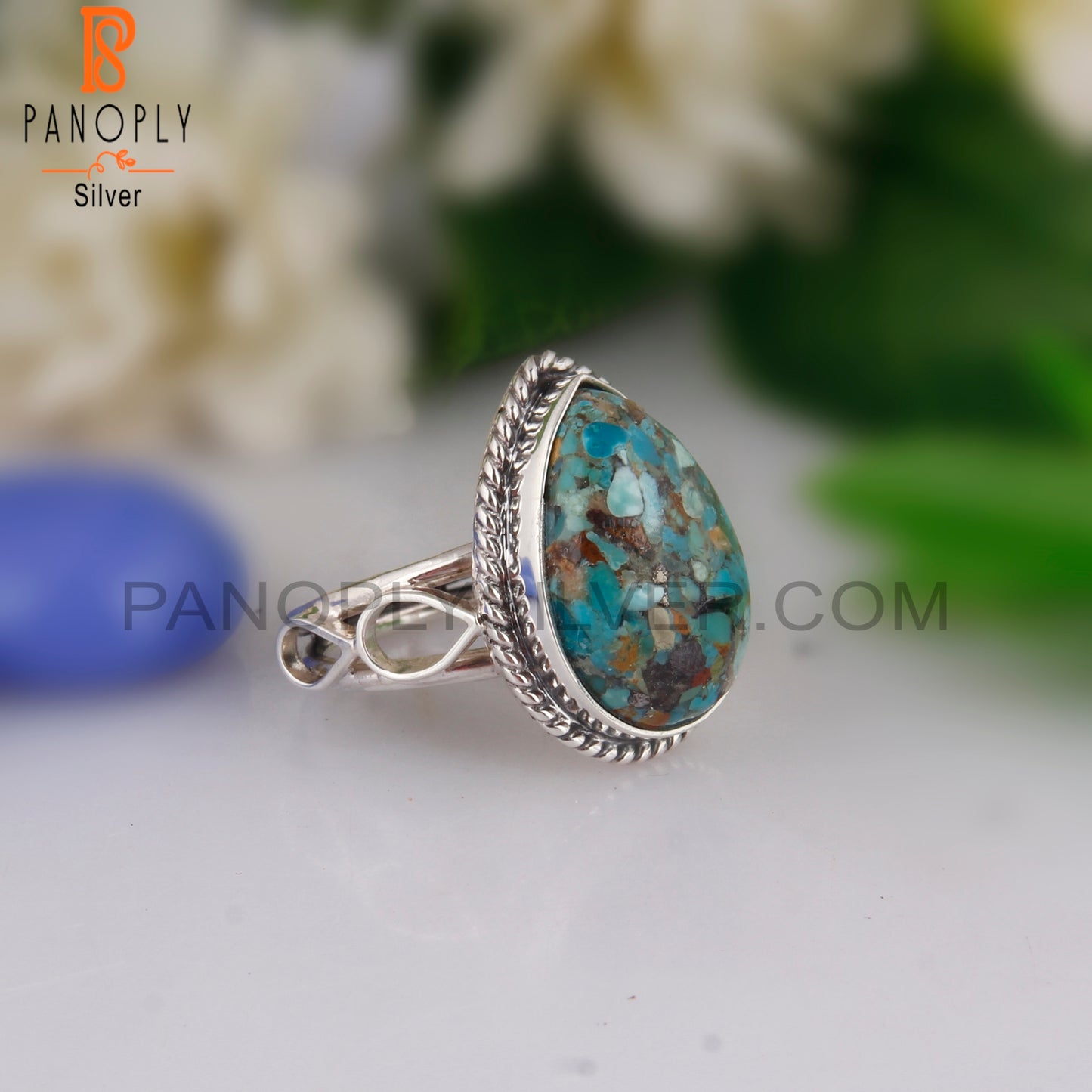Elegant Boulder Turquoise Oval 925 Sterling Silver Ring