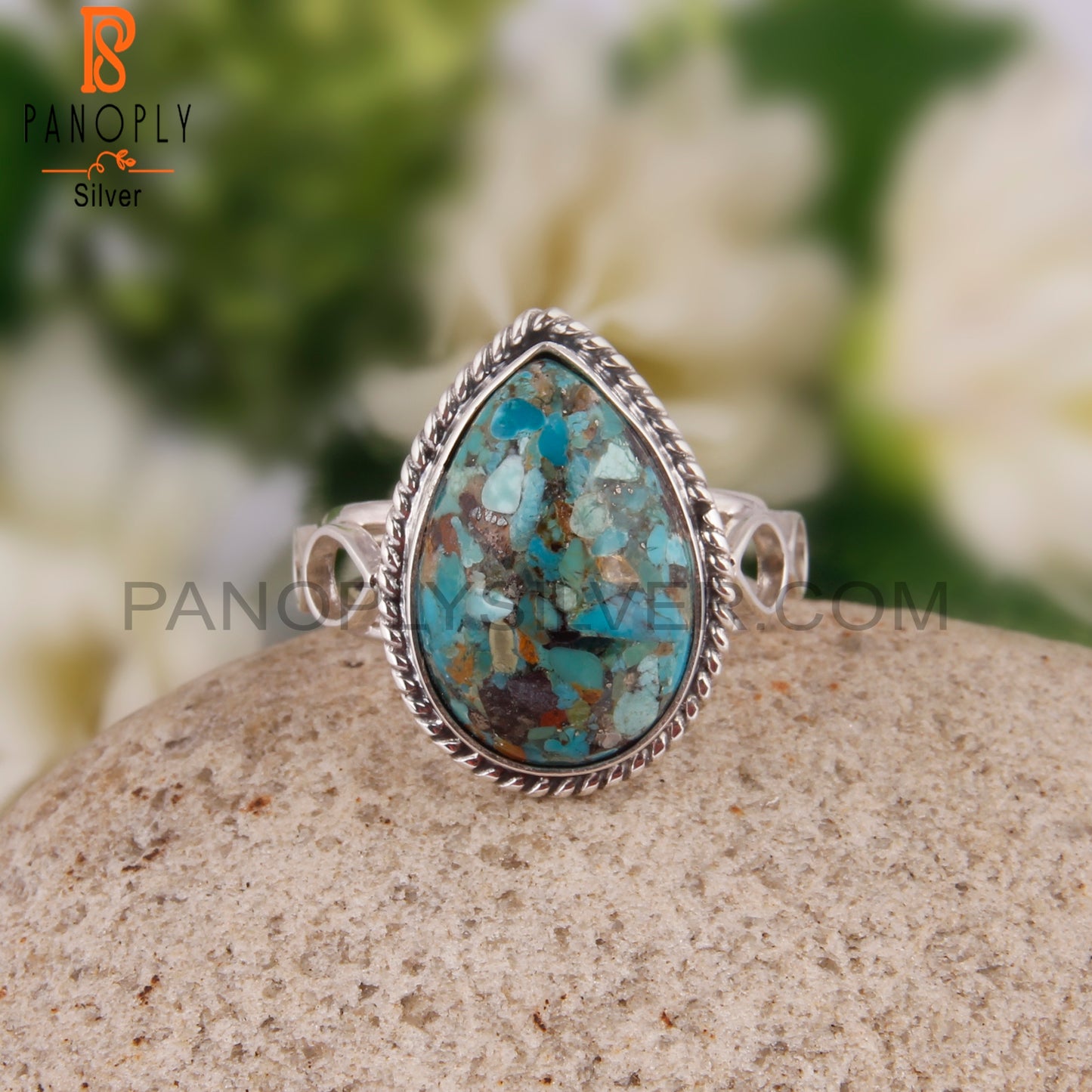 Elegant Boulder Turquoise Oval 925 Sterling Silver Ring