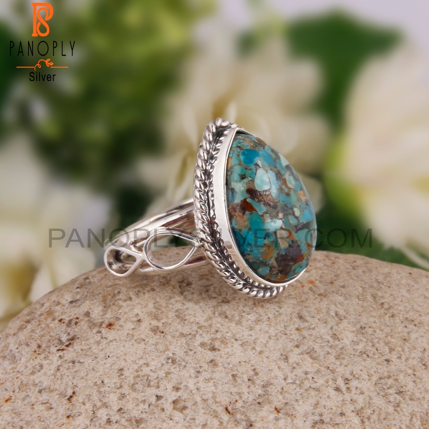 Elegant Boulder Turquoise Oval 925 Sterling Silver Ring