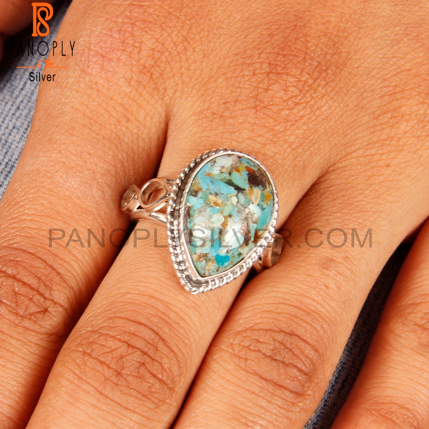 Elegant Boulder Turquoise Oval 925 Sterling Silver Ring