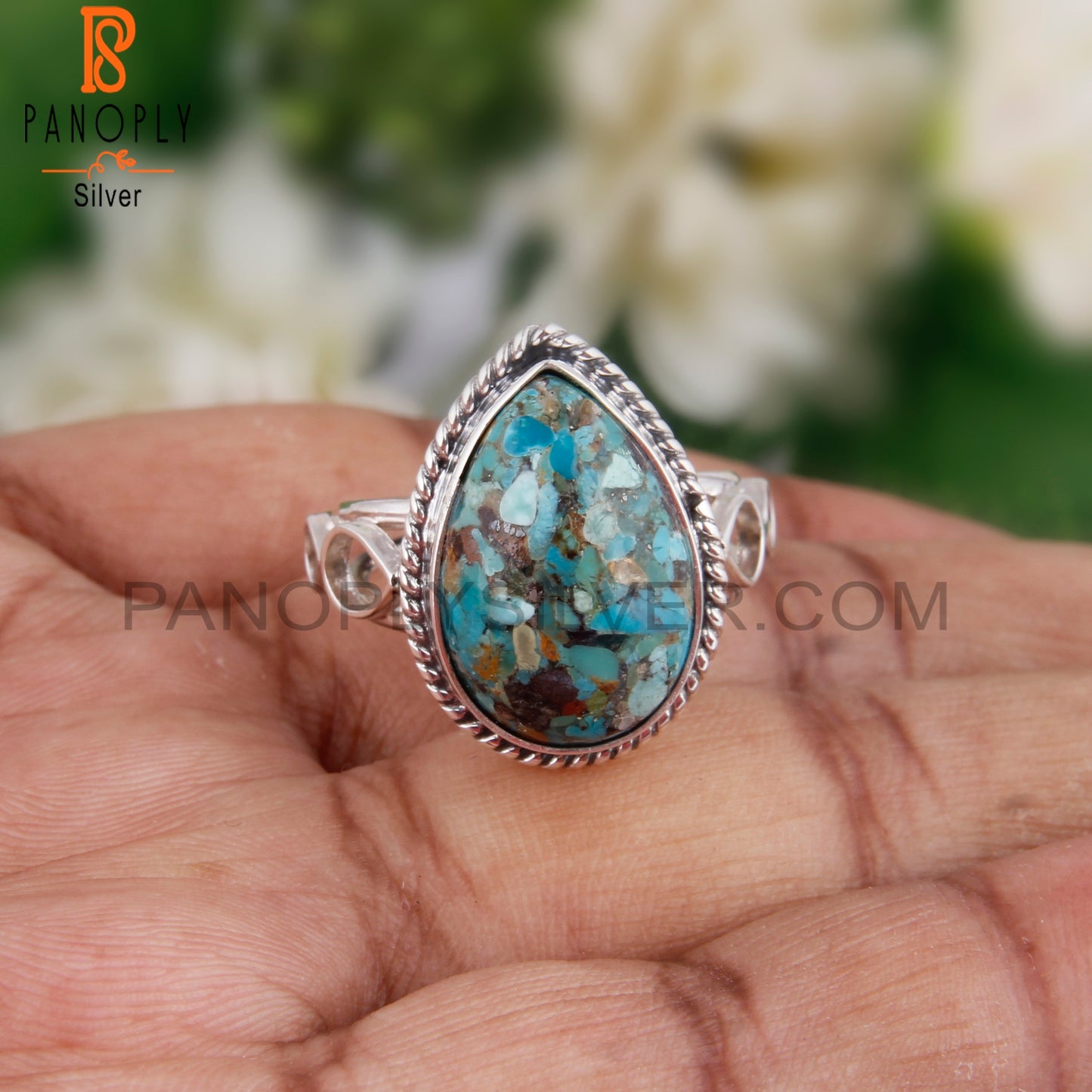 Elegant Boulder Turquoise Oval 925 Sterling Silver Ring
