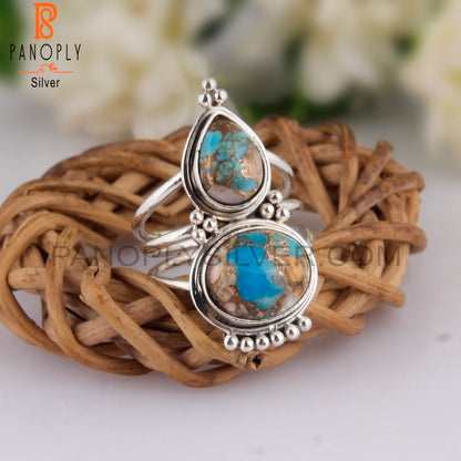 Two Multi Stone Pear And Oval Shape 925 Silver Ring