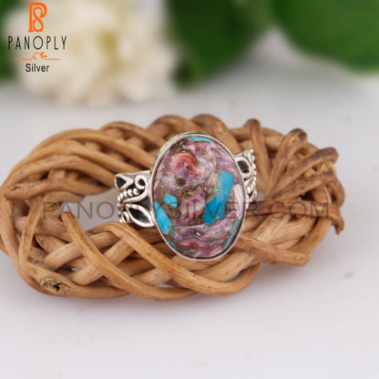 Mojave Purple Oyster Turquoise Oval 925 Silver Ring For Girls