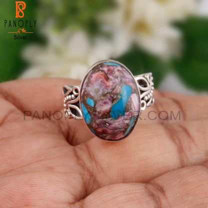 Mojave Purple Oyster Turquoise Oval 925 Silver Ring For Girls