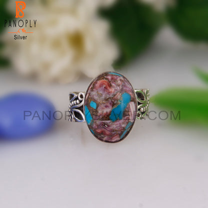 Mojave Purple Oyster Turquoise Oval 925 Silver Ring For Girls