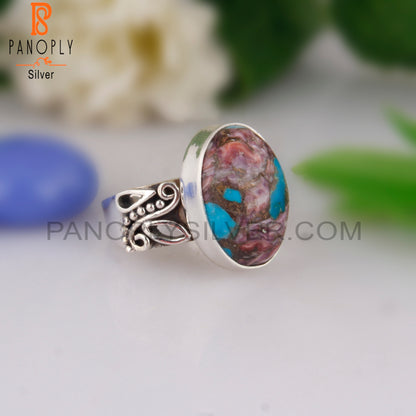 Mojave Purple Oyster Turquoise Oval 925 Silver Ring For Girls