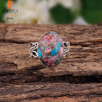 Mojave Purple Oyster Turquoise Oval 925 Silver Ring For Girls