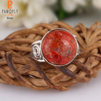 Sponge Coral Round 925 Sterling Silver Party Wear Ring