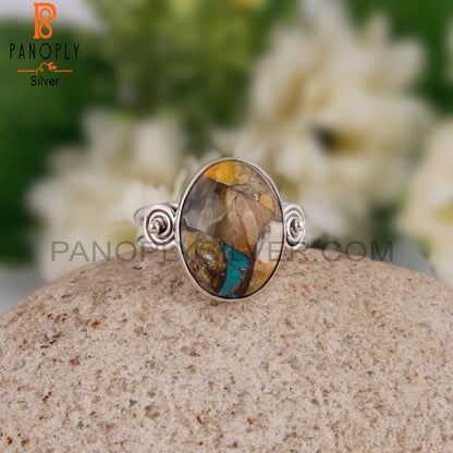 Mojave Bumblebee Turquoise Designer Oval 925 Silver Ring
